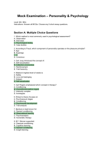 Mock Exam: Personality & Psychology BA/BSc