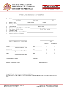 Mindanao State University Leave of Absence Application Form