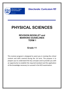 Grade 11 Physical Sciences Revision Booklet Term 1
