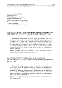 Zarządzanie portfelem inwestycyjnym: efektywność inwestycji w akcje sp&oacute;łek wzrostowych