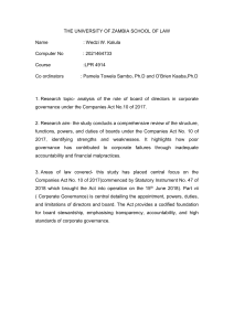 Board of Directors in Corporate Governance under Zambia's Companies Act 2017