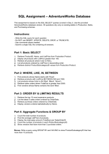 SQL Assignment - AdventureWorks Database