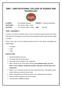 Computer Applications Assignment: Dot Matrix, Laser, Inkjet Printers