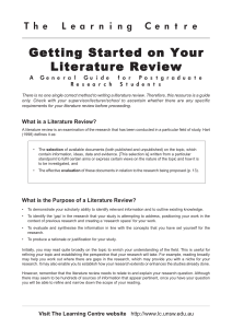 Getting Started on Your Literature Review: Postgraduate Guide