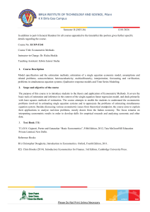 ECON F241 Econometric Methods Syllabus BITS Pilani
