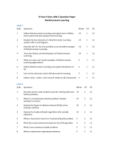 Reinforcement Learning Question Paper