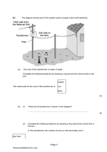 Physics Transformer Exam Questions
