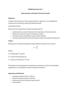 Determination of Density of Common Liquids