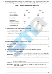 Trucker's Balance Sheet Analysis: GCSE Business Studies