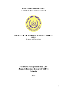 BBA Program & Curriculum Bagmati Province University 2025