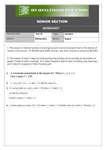 Year 10 Mathematics Variation Worksheet