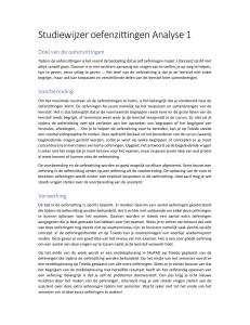 Studiewijzer Analyse 1 Oefenzittingen