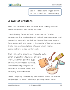 A Loaf of Croutons: Reading Comprehension Story