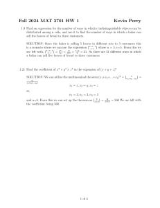 MAT 3701 HW 1: Combinatorics Problems & Solutions