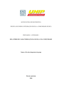 Relat&oacute;rio de Caracteriza&ccedil;&atilde;o da Escola e da Comunidade