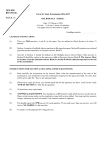 2025 DSE Biology Mock Exam Paper 1A