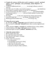 Family Vocabulary Worksheet: Relationships & Dynamics