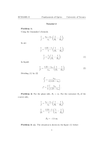Fundamentals of Optics Tutorial 2 University of Toronto