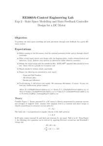 EE3060A Lab 2: DC Motor State Space Modeling & Feedback Control