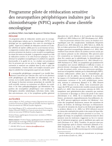 Programme pilote de r&eacute;&eacute;ducation sensitive pour neuropathies chimio-induites en oncologie