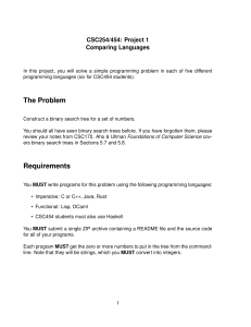 CSC254/454 Project 1: Comparing Languages