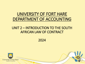 Introduction to South African Contract Law - Unit 2