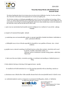2024-2025 Seventh Grade Spelling Bee Study Words