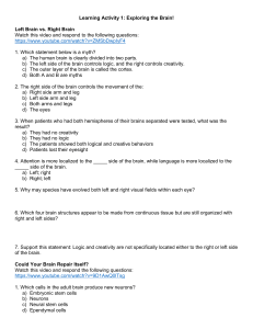 Learning Activity: Exploring the Brain - Left Brain vs. Right Brain