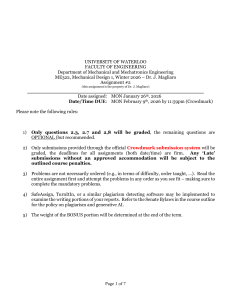 University of Waterloo ME322 Assignment 2: Mechanical Design Problems