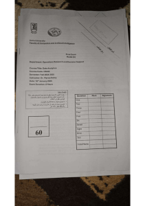 Cairo University Data Analytics Final Exam DS342