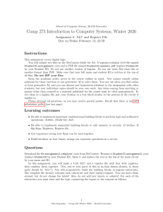 McGill Comp 273 Assignment 2: ALU & Register File