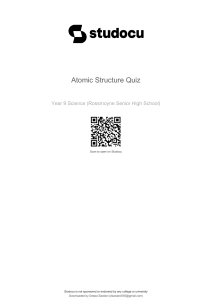 Atomic Structure Quiz for Year 9 Science