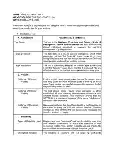 Psychological Test Analysis: WPPSI-IV & PID-5