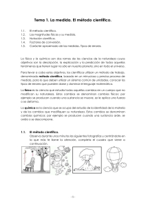 M&eacute;todo Cient&iacute;fico y Medida - Tema 1