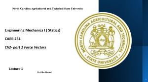 Engineering Mechanics I: Force Vectors Lecture Notes
