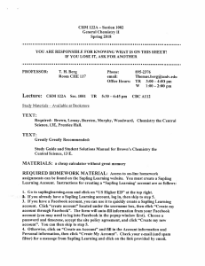 CHM 122A General Chemistry II Syllabus Spring 2018
