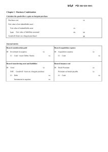 Chapter 1 Business Combination: Goodwill Calculation