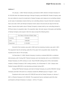 Consolidation Accounting Problem Set: Panida & Somjai Companies