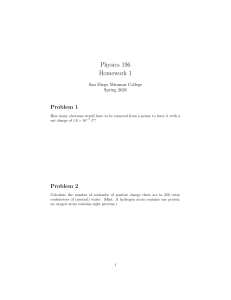 Physics 196 Homework 1: Electrostatics Problems