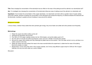 Effect of Electrolyte Concentration on Cathode Plating Mass