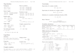 Mathematical Modelling Formulae Sheet v1.8 (2018)