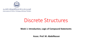 Discrete Structures Week 1: Logic of Compound Statements