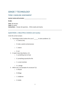 Grade 7 Technology Term 1 Baseline Assessment