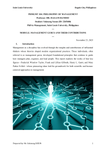 Management Gurus and Their Contributions: PhD Report