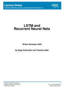 LSTM and Recurrent Neural Nets Lecture Notes