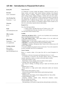 AD 466: Introduction to Financial Derivatives Syllabus