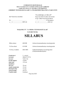 Raqamli TV va Media Texnologiyalar Sillabus