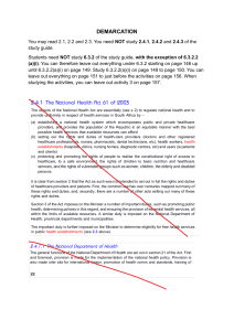 Study Guide: National Health Act 61 of 2003 Demarcation