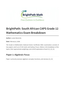 BrightPath: Grade 12 Math Exam Breakdown (CAPS)