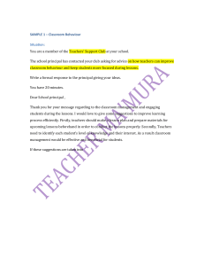 Classroom Behaviour Sample Response for Teachers